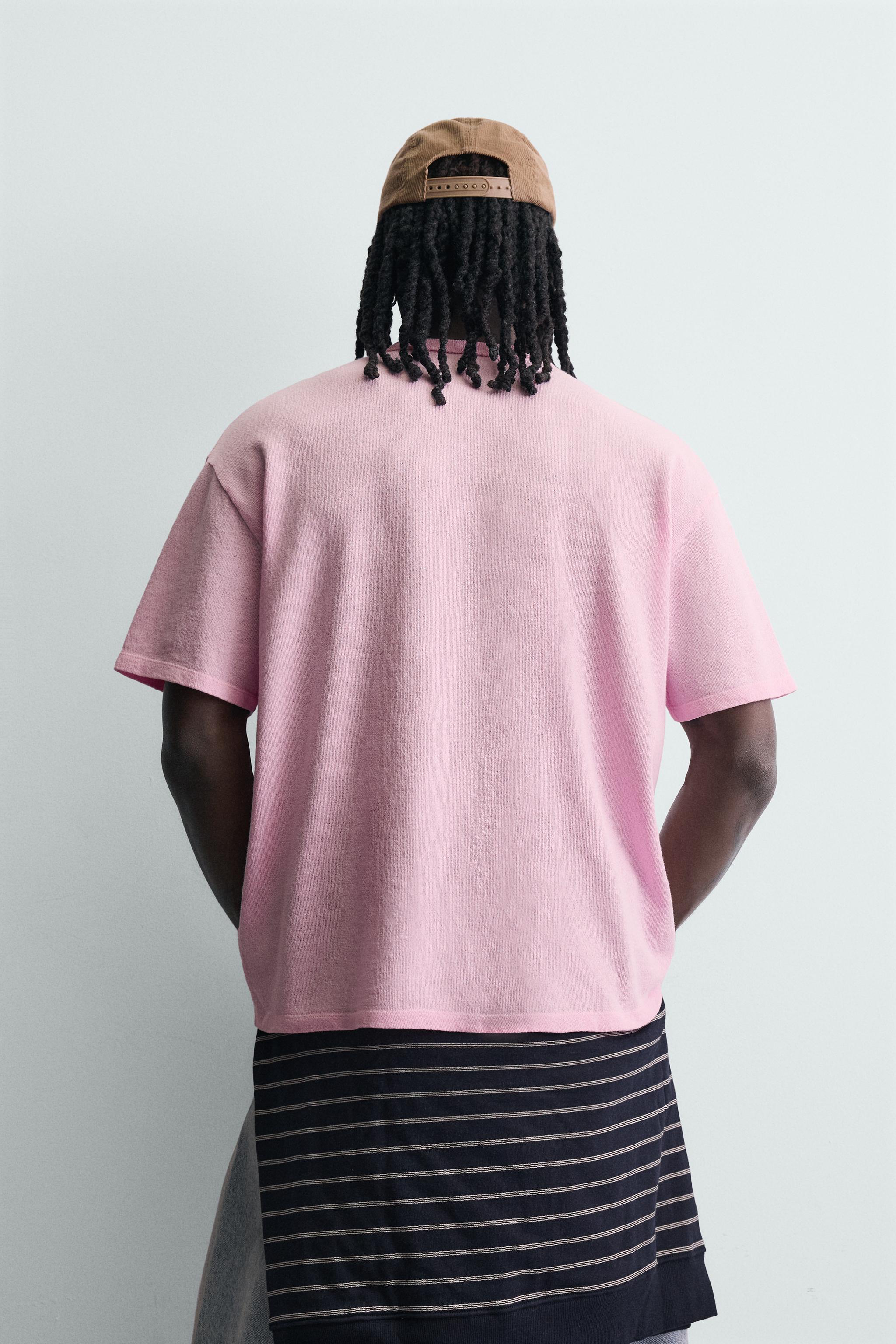 T-SHIRT EN MAILLE IMPRIMÉE CONTRASTE